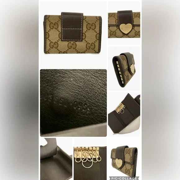 GUCCI GG Vintage Heart 6‑Ring Key Case | Beige GG Canvas Leather - Picture 6 of 12